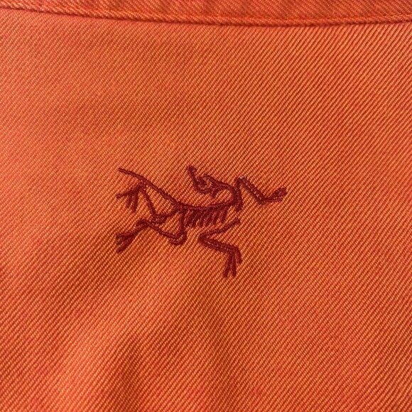 Arcteryx Orange Button Shirt Womens L Long Sleeve Relaxed Fit Outdoors Gorpcore - Picture 11 of 12